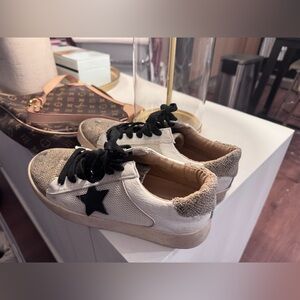 Stylish White and Black Star Sneakers